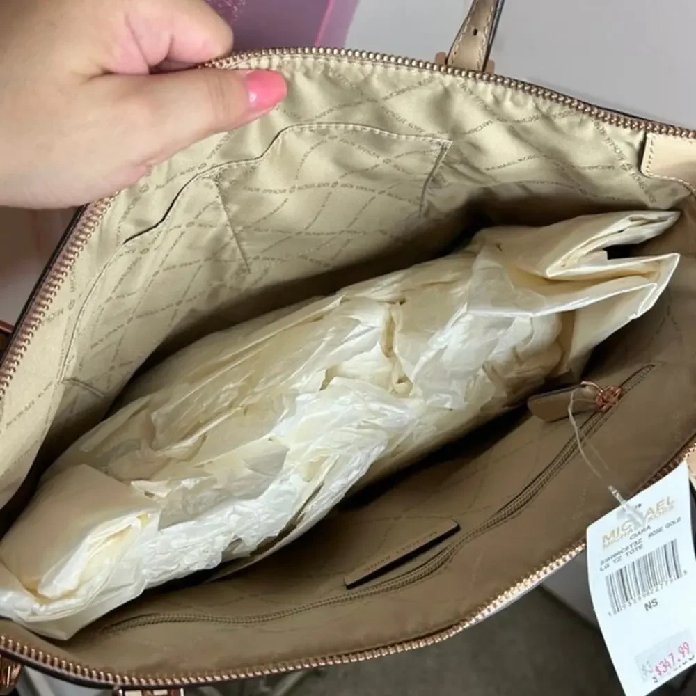 °｡⋆♡ Michael Kors Ciara Rose Gold Metallic Tote Bag NWT (HB-18)
